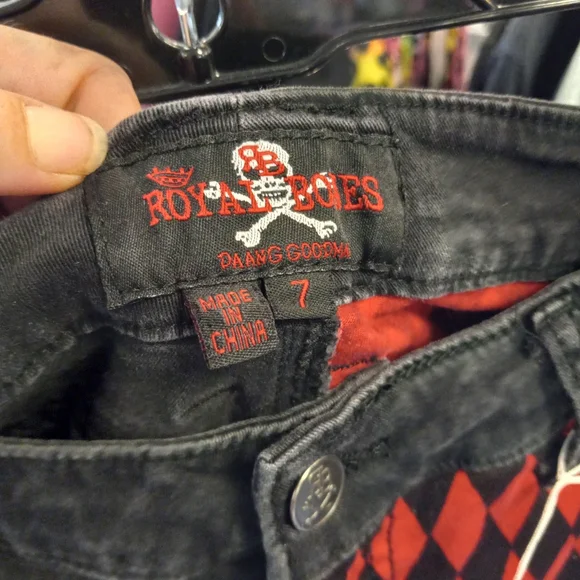 Royal Bones y2k mall goth punk dark harlequin split leg skinny jeans! - Picture 5 of 5